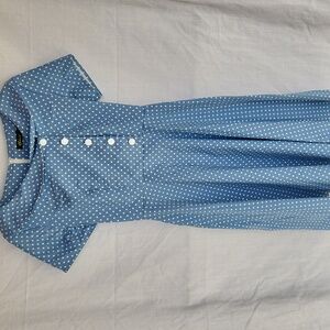 Wedtrend Blue and White A-Line Sailor Collar Midi Dress